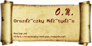 Orszáczky Mátyás névjegykártya